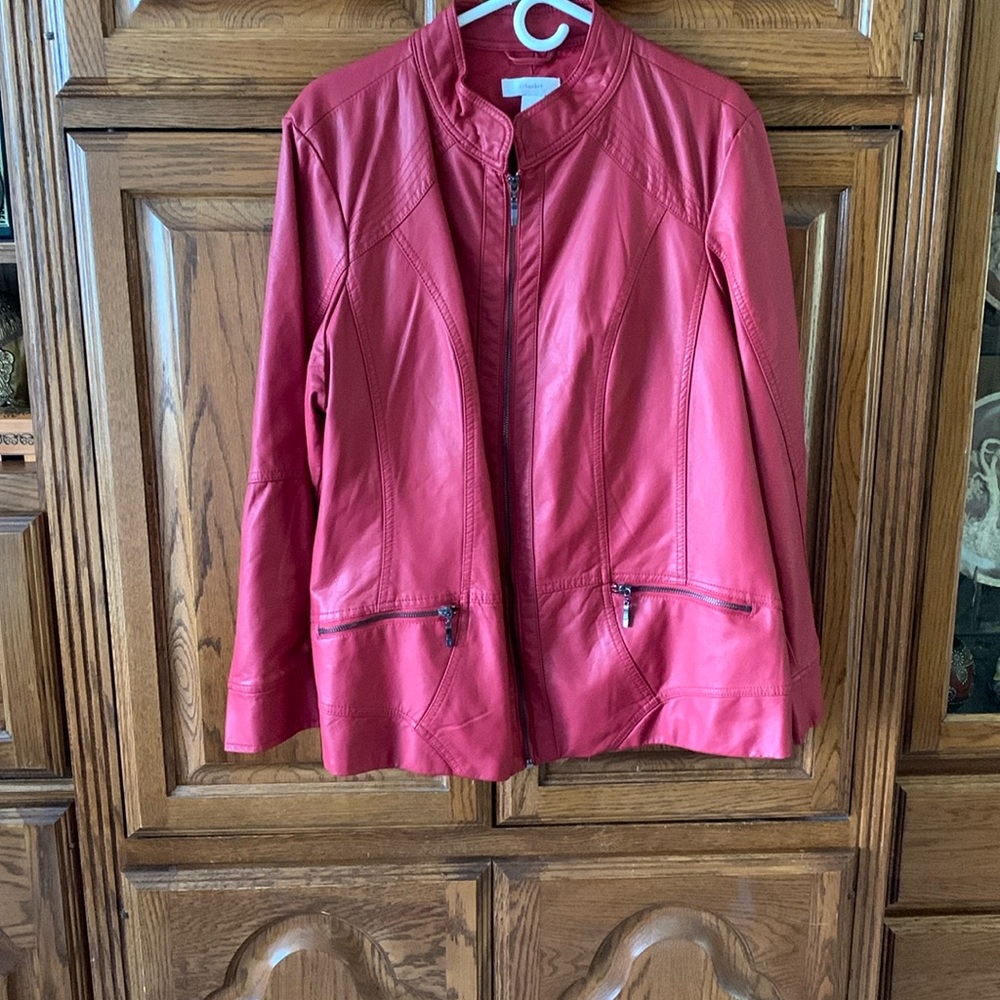 Faux red leather jacket by Christopher and Banks 1X